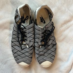Nike walking shoes, cross over material, black and white